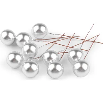 umělá květina Kuličky / bobule na drátku ke tvoření Ø1,5 cm, barva 1 stříbrná