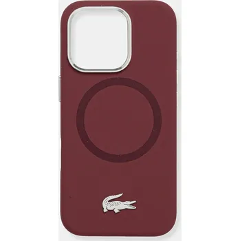 Pouzdro na mobilní telefon Obal na telefon Lacoste iPhone 16 Pro vínová barva, LCHMP16LSMAR 93X, vel. ONE SIZE