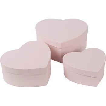 Úložný box 3ks růžový box ve tvaru srdce - 28*26*14/24*23*12/21*20*10 cm