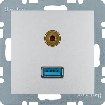 Elektrická zásuvka USB/3,5 mm zásuvka audio Berker S.1/B.3/B.7 Barva: Stříbrná, Povrch: Mat