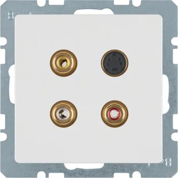Elektrická zásuvka Zásuvka 3 x Cinch / S-Video Berker Q.1/Q.3/Q.7/Q.9 Barva: Bílá, Povrch: Sametová