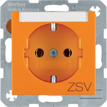 Elektrická zásuvka Zásuvka SCHUKO s potiskem, s popisovým polem, Berker S.1/B.3/B.7 Barva: Oranžová, Povrch: Lesk