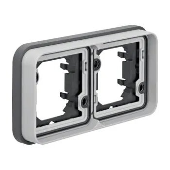Elektrická zásuvka Rámeček, vestavný pro přístroj, IP 55, Berker W.1, šedá Vyberte rámeček a barvu: 2-násobný, Orientace: Vodorovný