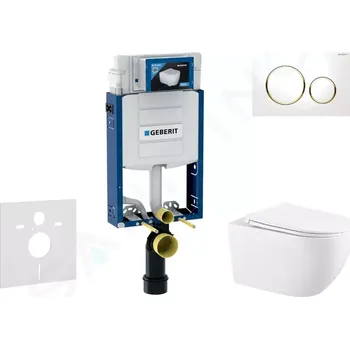 Geberit Kombifix Set předstěnové instalace, klozetu Gaia a sedátka softclose, tlačítko Sigma20, bílá/pozlacená, SANI15CA3125