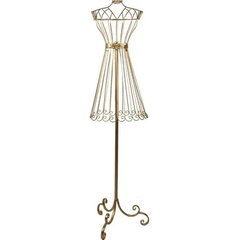 Zlatá kovová figurína se zdobnými šaty Mannequin - 42*36*142 cm