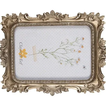 Rám na obraz Zlatý antik fotorámeček s květovaným okrajem - 17*2*22/ 10*15cm