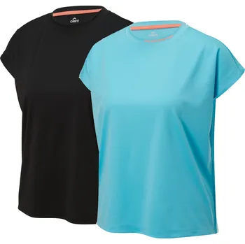 Dámské tričko CRIVIT Dámské funkční triko, 2 kusy (tyrkysová/černá, M(40/42))