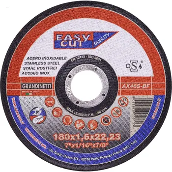 Řezný kotouč GRANDINETTI Kotouč řezný na nerez/ocel AX46S | 180x1,6x22,2 mm