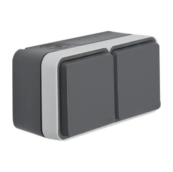 Elektrická zásuvka Zásuvka se zemnícím kolíkem a dětskou pojistkou, vodorovná, 1-3 průchodky, komplet., IP 55, Berker W.1, sv. šedá, mat Vyberte rámeček a barvu: 2-násobný, Orientace: Vodorovný