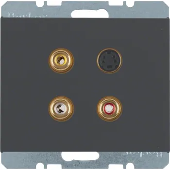 Elektrická zásuvka Zásuvka 3 x Cinch / S-Video Berker K.1/K.5 Barva: Antracit, Povrch: Mat