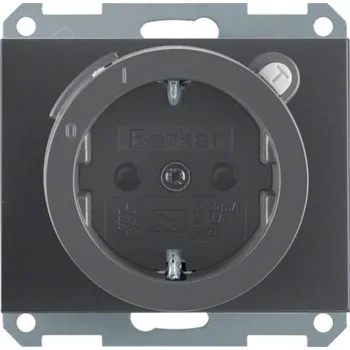 Elektrická zásuvka Zásuvka SCHUKO s proudovým chráničem FI 771, s clonkami Berker K.1/K.5 Barva: Antracit, Povrch: Mat