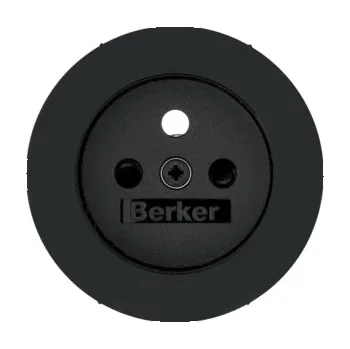 Elektrická zásuvka Centrální díl pro zásuvku se zemnícím kolíkem s ochrannou proti dotyku, Berker R.1/R.3/R.8 Barva: Černá, Povrch: Lesk