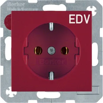 Elektrická zásuvka Zásuvka SCHUKO s potiskem, Berker S.1/B.3/B.7 Barva: Červená, Povrch: Lesk