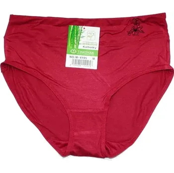 Dámské kalhotky do pasu s bambusem květina 4195 vínové 604-17