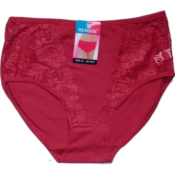 Dámské kalhotky do pasu s krajkou 6911 vínová 599-19