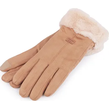 Rukavice Dámské rukavice s kožešinou, dotykové, barva 1 béžová velbloudí