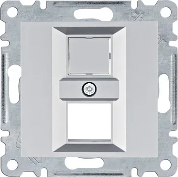 Elektrická zásuvka Hager Zásuvka datová dvojitá, bez keystone, Lumina, stříbrná mat