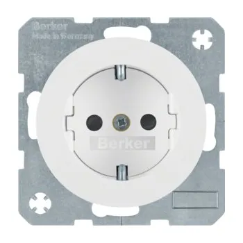 Elektrická zásuvka Zásuvka SCHUKO s clonkami, Berker R.1/R.3/R.8 Barva: Bílá, Povrch: Lesk