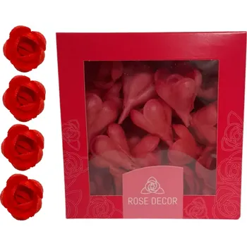 Jedlá dekorace na dort Dekorace oplatková - Růže poupě, červená, 60 ks