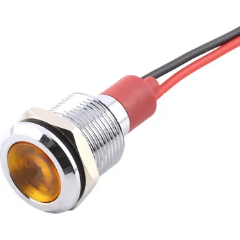 vypínač LED kontrolka kovová, pro průměr otvoru 12mm, stříbrná Žlutá 3-6 V DC