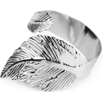 prostírání Kovový kroužek na ubrousek list, barva 1 stříbrná