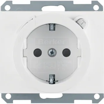 Elektrická zásuvka Zásuvka SCHUKO s proudovým chráničem FI 771, s clonkami Berker K.1/K.5 Barva: Bílá, Povrch: Lesk