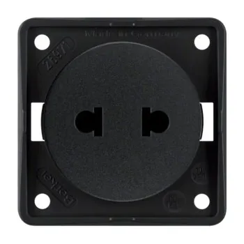 Elektrická zásuvka Berker Zásuvka bez zemnícího kontaktu, euro-americký standard, Integro přístroje, černá, mat