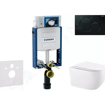 Splachovací tlačítko Geberit Kombifix Set předstěnové instalace, klozetu Gaia a sedátka softclose, tlačítko Sigma01, černá, SANI15CA5117