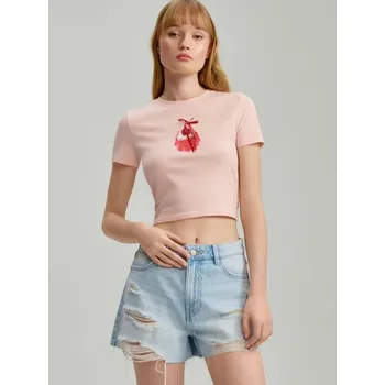 Dámské tričko Zkrácené tričko - XL - House - růžový - 965FT-30X