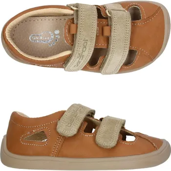 Chlapecké sandály Kožené sandály 3F 3BS35/LT17 bar3foot super flexi hnědé barefoot, suchý zip velikost: 27