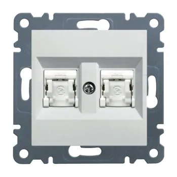 Elektrická zásuvka Hager Datová zásuvka 2 x RJ45 - cat.6 FTP, Lumina, bílá
