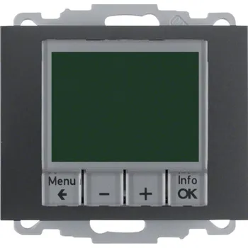 Termostat Digitální termostat s nastavením času a centrálním dílem, Berker K.1/K.5 Barva: Antracit, Povrch: Mat