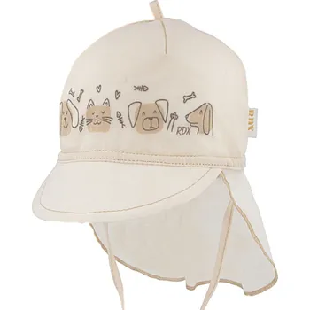 Kojenecká čepice RDX Letní kšiltovka vázací s plachetkou béžová pejsek a kočička Vel. 42
