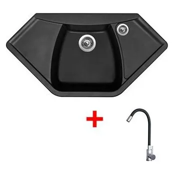 Granitový dřez Sinks NAIKY 980 Pureblack + Elasta nerez/černá