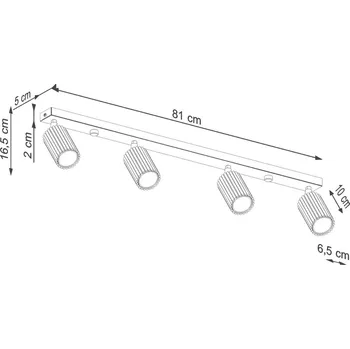 Lampička SOLLUX LIGHTING Karbonové stropní bodové svítidlo, černé, délka 81 cm, hliník, 4 světla. černá 4 x 10 W LED - Doprava zdarma