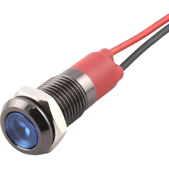 Relé LED kontrolka kovová, pro průměr otvoru 8mm, černá Modrá 110-220 V AC