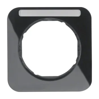 Elektrická zásuvka Rámeček s popisovým polem, Berker R.1, černá, lesk Rozměry: 1-násobný