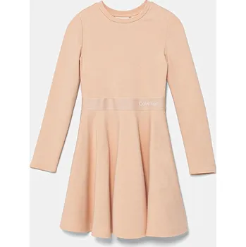 Dámské šaty Šaty Calvin Klein Jeans béžová barva, mini, IG0IG02666 IG0IG02666.9BYA 24X, vel. 170