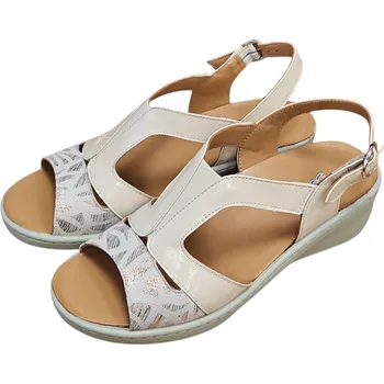 Dámské sandále F 1365803 - beige - krémové zdravotní kožené sandály 40