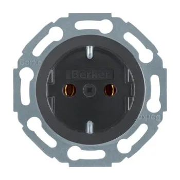 Elektrická zásuvka Berker Zásuvka SCHUKO, montážní variabilita 45°, serie 1930/Glas Barva: Černá, Povrch: Lesk