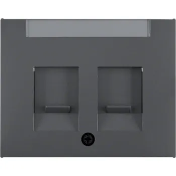 Elektrická zásuvka Centrální díl pro nosnou desku 2-nás., s posuvnými protiprachovými krytkami Berker K.1/K.5 Barva: Antracit, Povrch: Mat