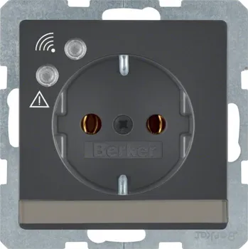 Elektrická zásuvka Zásuvka SCHUKO s přepěťovou ochranou­, popisovým polem a šroubovými svorkami Berker Q.1/Q.3/Q.7/Q.9 Barva: Antracit, Povrch: Sametová