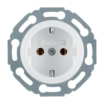 Elektrická zásuvka Berker Zásuvka SCHUKO, montážní variabilita 45°, serie 1930/Glas Barva: Bílá, Povrch: Lesk