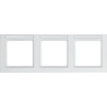 vypínač Rámeček s popisovým polem Berker Q.3, bílá sametová Orientace: Vodorovný, Rozměry: 3-násobný