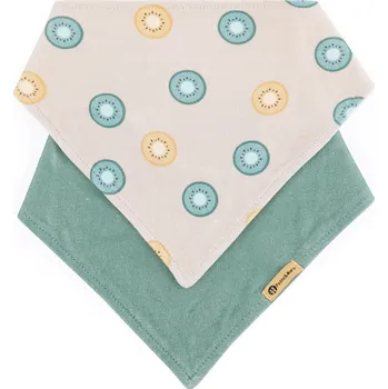 PETITE&MARS Bryndák bandana Luke 2 ks Beige Kiwis&Misty Green 3m+ (412817)