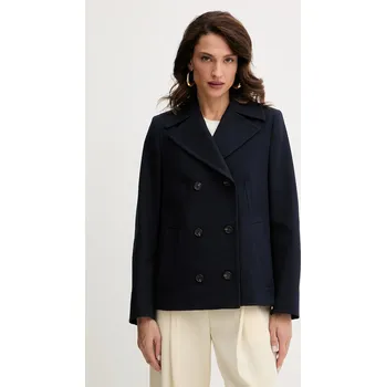 Dámský kabát Bavlněný kabát BOSS Caraza dámský, tmavomodrá barva, dvouřadový, 50541523 59X, vel. 38