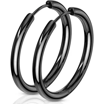 Náušnice Černé ocelové náušnice - kruhy 25 mm