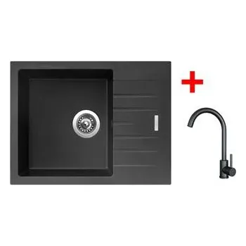 Granitový dřez Sinks PERFECTO 650 Pureblack + ARCO černá matná