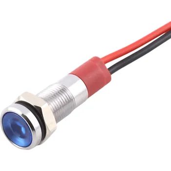 LED kontrolka kovová, pro průměr otvoru 6mm, stříbrná Modrá 110-220 V AC