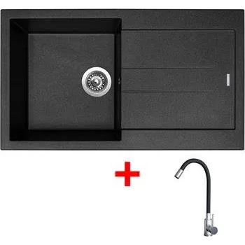 Granitový dřez Sinks AMANDA 860 Metalblack + Elasta nerez/černá